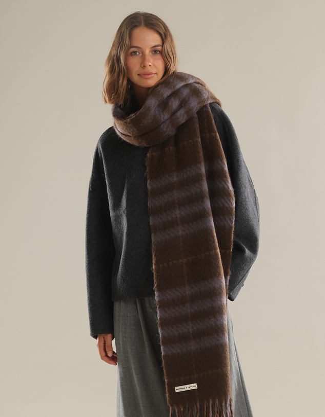 Morgan & Taylor - Hallie Scarf in Chocolate Brown Check