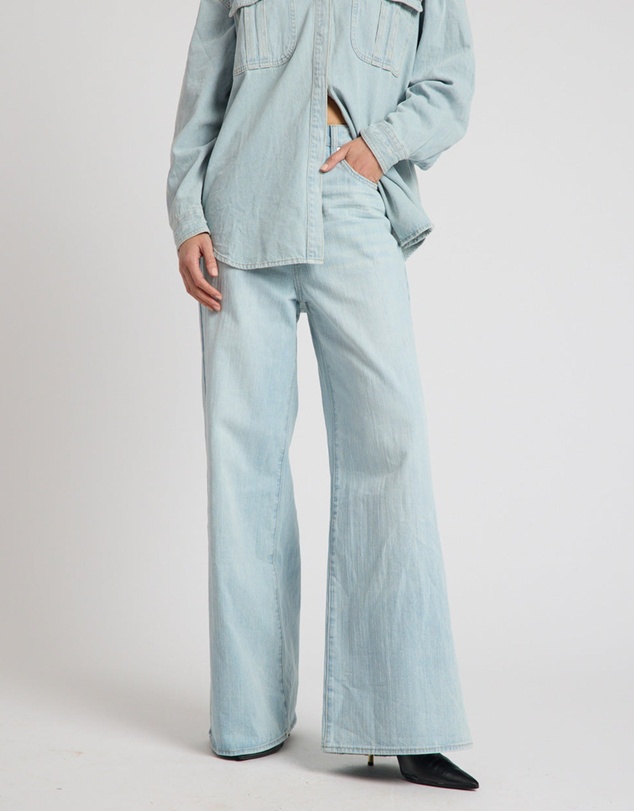 ONE TEASPOON - Love Machines Heart Mid Waist Super Wide Leg Denim - Sea Mist Love