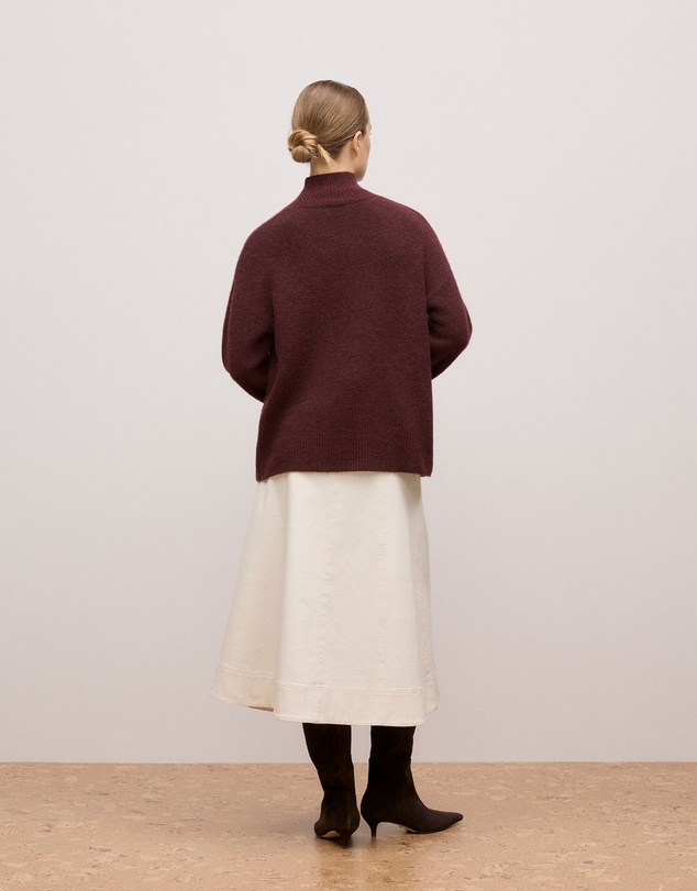 Trenery - Alpaca Merino Blend Relaxed Mock Neck in Espresso