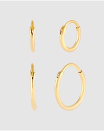 Kuzzoi - ICONIC EXCLUSIVE - Earrings Creole Set Duo Basic in 925 Sterling Silver Gold Plated