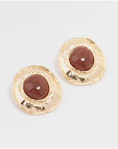 Lovisa - Gold Molten Circle Disc Stud Earrings