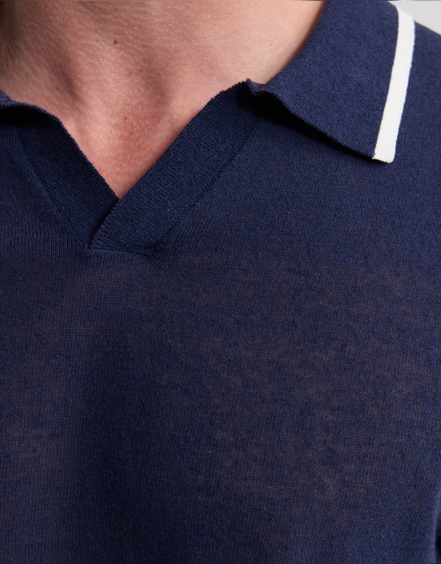 Oxford - Vito Linen Blend Polo With Tipping
