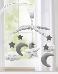 Living Textiles - Musical Mobile Set - Grey Moon & Stars