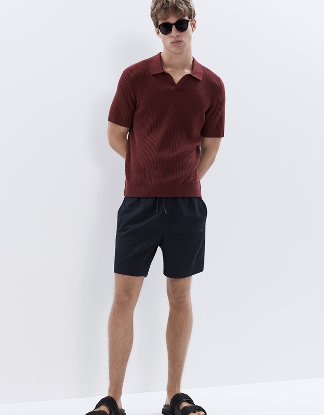 UNISON - Wavy Stitch Knit Polo