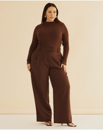 Atmos&Here Curvy - Mock Neck Rib Long Sleeve Top