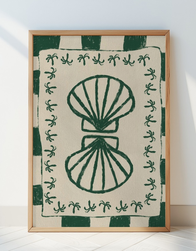 Olive et Oriel - Seashell Symphony by Shatha Al Dafai Art Print