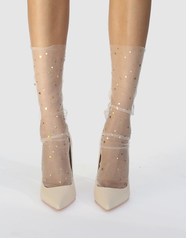 High Heel Jungle - Starry Sky Tulle Socks - Nude
