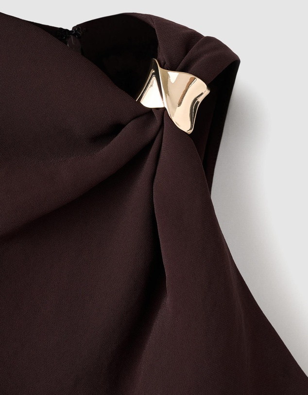 M.N.G - Dress With Asymmetrical Neck And Metallic Detail