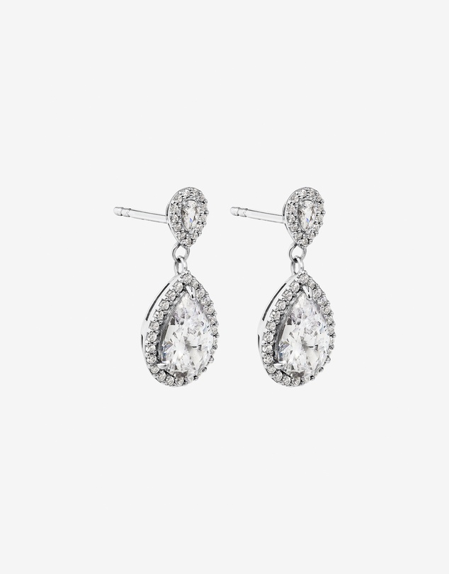 Michael Hill - Pear Cubic Zirconia Halo Drop Stud Earrings in Sterling Silver