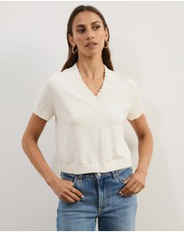 Atmos&Here - Short Balloon Sleeve Knit With Detail At Neckline