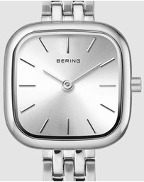 Bering - Bering Classic Ladies 26mm Square Case Silver Metal Strap Watch