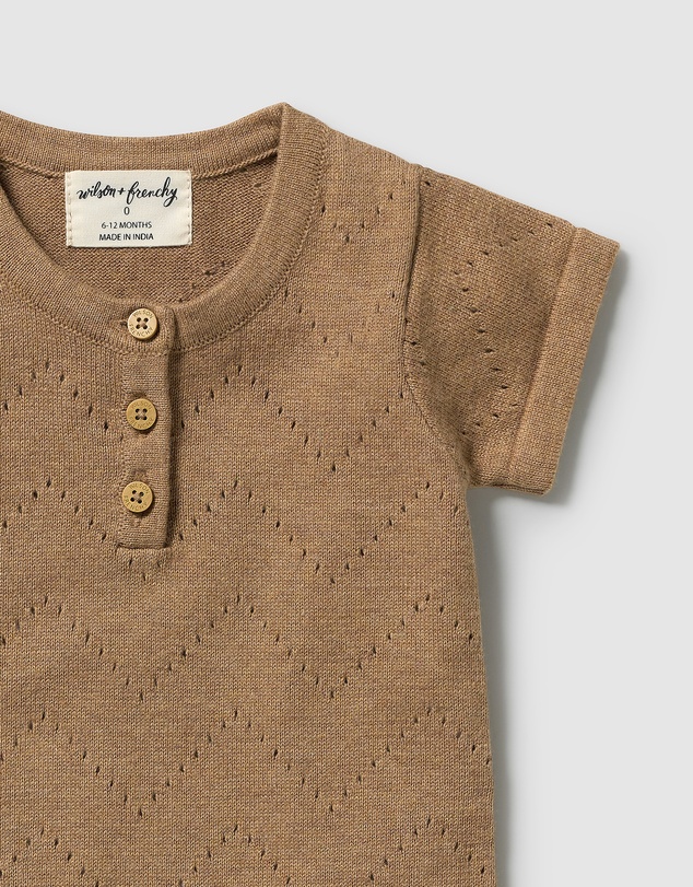 Wilson & Frenchy - Ginger Snap Organic Knitted Pointelle Bodysuit - Babies
