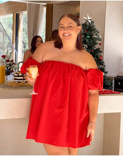 Beginning Boutique - Jozette Red Off The Shoulder Mini Dress