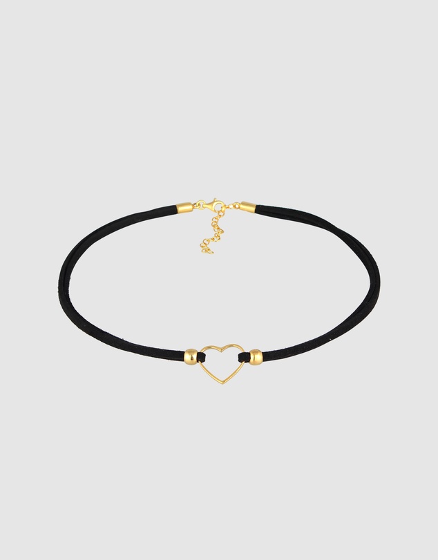 Elli Jewelry - Velvet Heart Choker Necklace in Gold-Plated 925 Silver