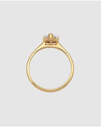 Elli Jewelry - Ring Engagement Solitaire Drop With Zirconia In 925 Sterling Silver Gold Plated