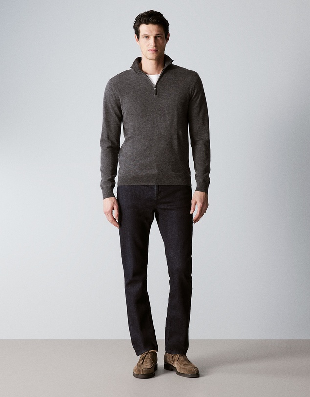 Trenery - Merino Half Zip Knit in Charcoal