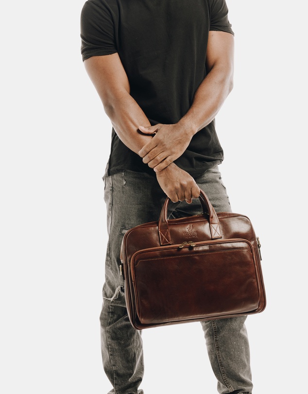 Republic of Florence - Pretoria Brown Leather Laptop Briefcase