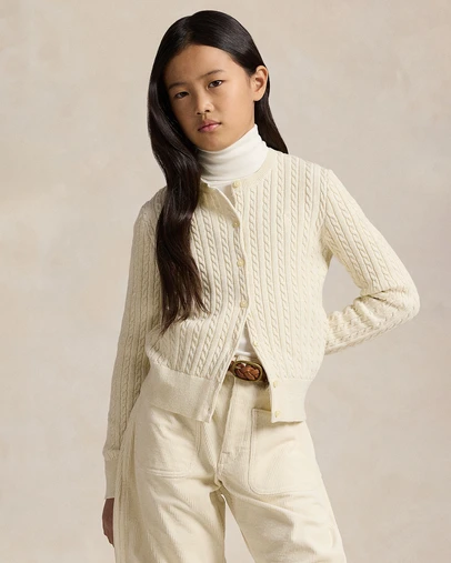 Polo Ralph Lauren - Metallic Mini-Cable Cardigan - ICONIC EXCLUSIVE - Teens