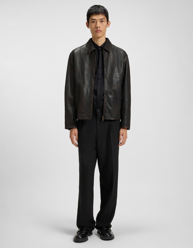 HUGO - Grain Leather Jacket With Topstitching