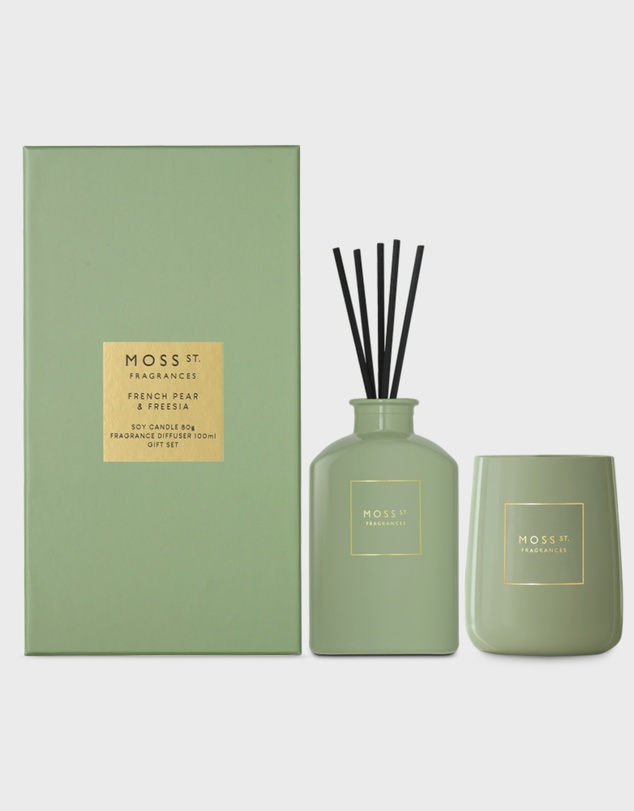 Moss St Fragrances - French Pear & Freesia Mini Candle & Diffuser Gift Set