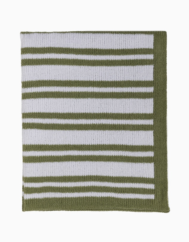 Living Textiles - Chenille Blanket - Stripes Sage