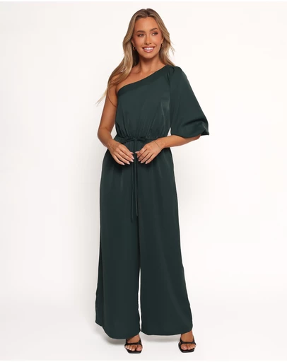 Petal & Pup - Hedda One Shoulder Jumpsuit - Emerald