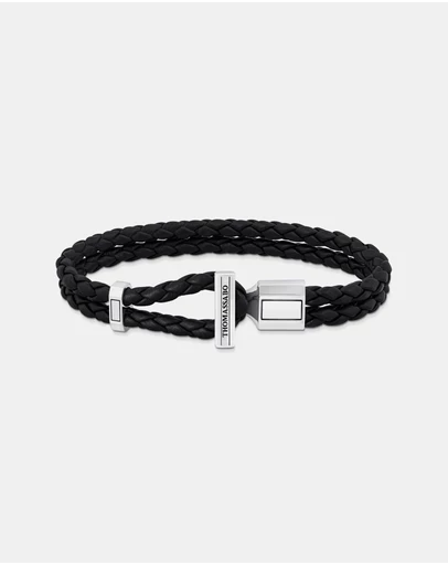 THOMAS SABO - Double Bracelet with Braided, Black Leather