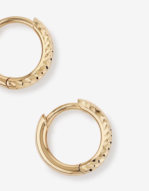 Michael Hill - 9mm Diamond Cut Huggie Hoop Earrings in 10kt Yellow Gold