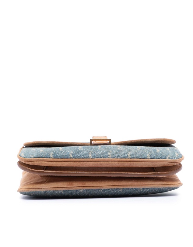 Pre-Loved by Azura Reborn - Pre-Loved Suede Trimmed Denim Monogram Allover Crossbody