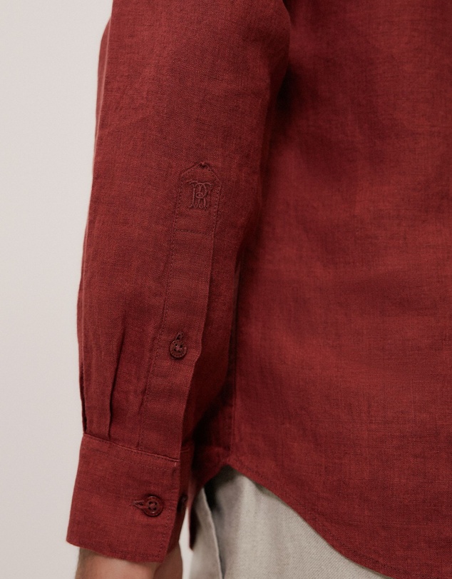 Trenery - Tailored Fit Delave Linen Shirt in Russet