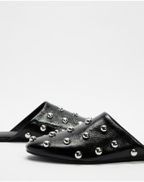 AERE - Lola Leather Stud Flats