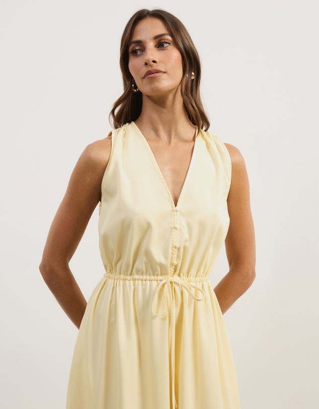 Atmos&Here - Cleo V-Neck Cinched Waist Midi Dress