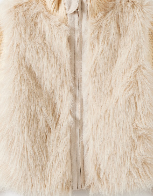 Cotton On Kids - Zip Through Knit Faux Fur Jacket