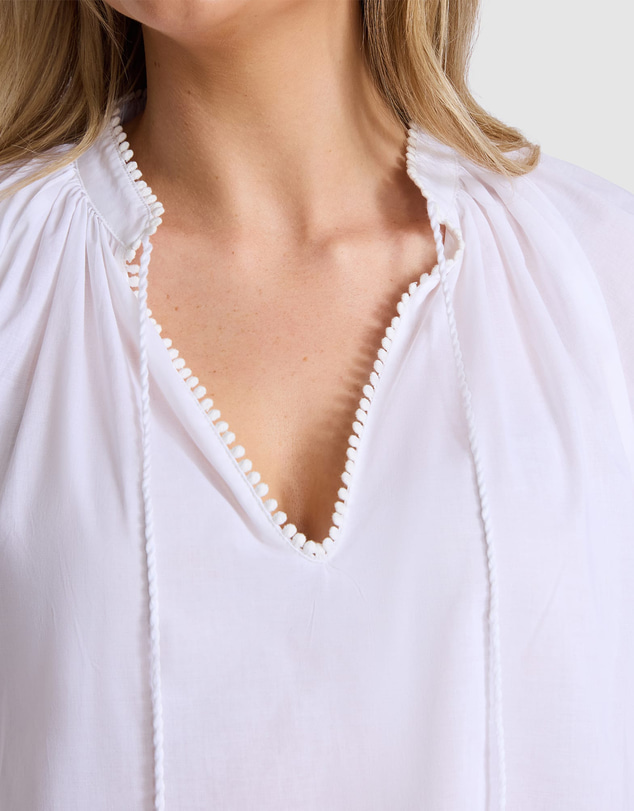 Seafolly - Cotton Voile Short Sleeve Peasant Top