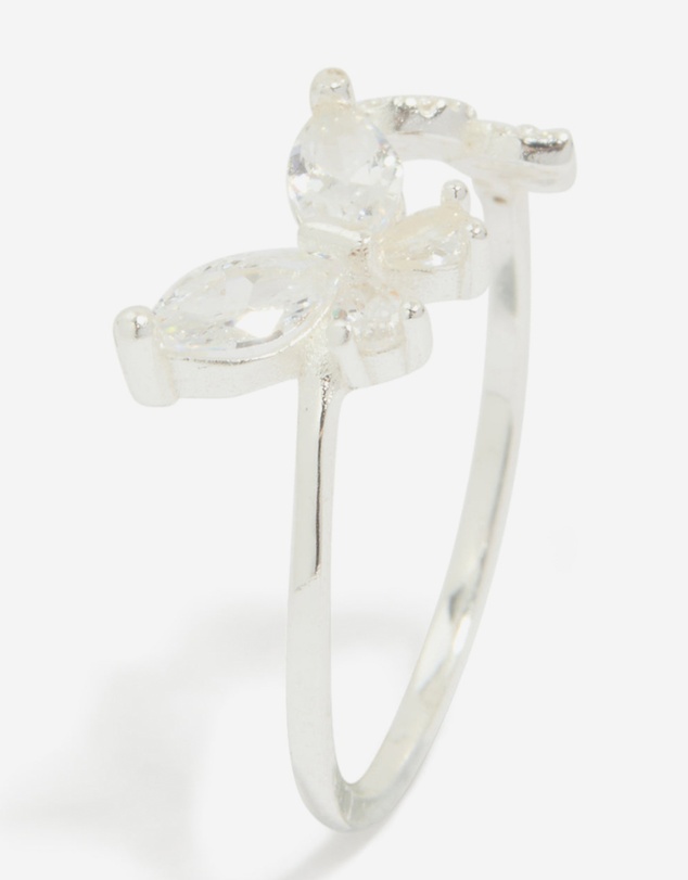 Lovisa - Sterling Silver Cubic Zirconia Adjustable Butterfly Ring