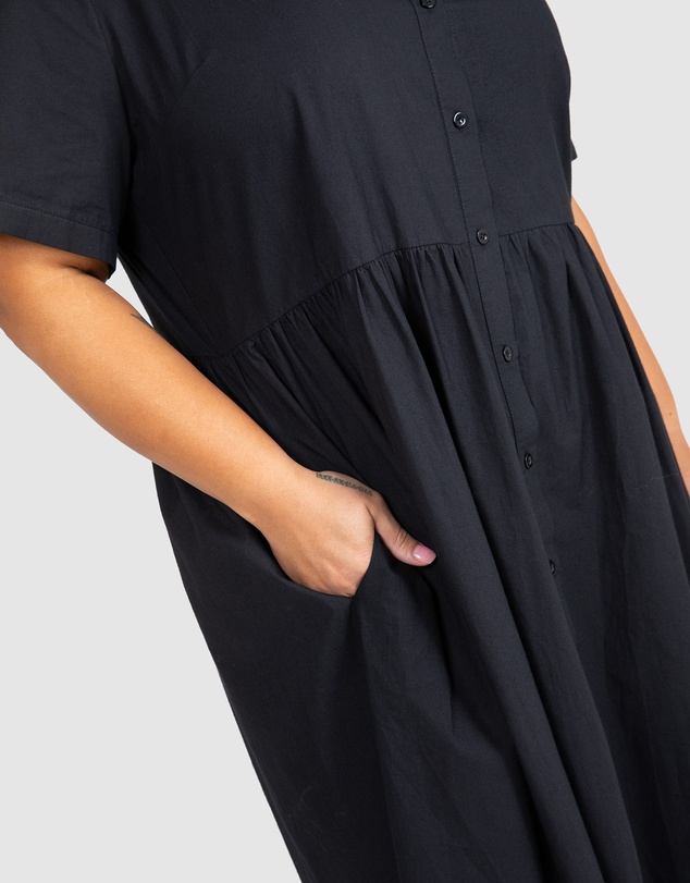 Love Your Wardrobe - Natalie Poplin Maxi Shirt Dress