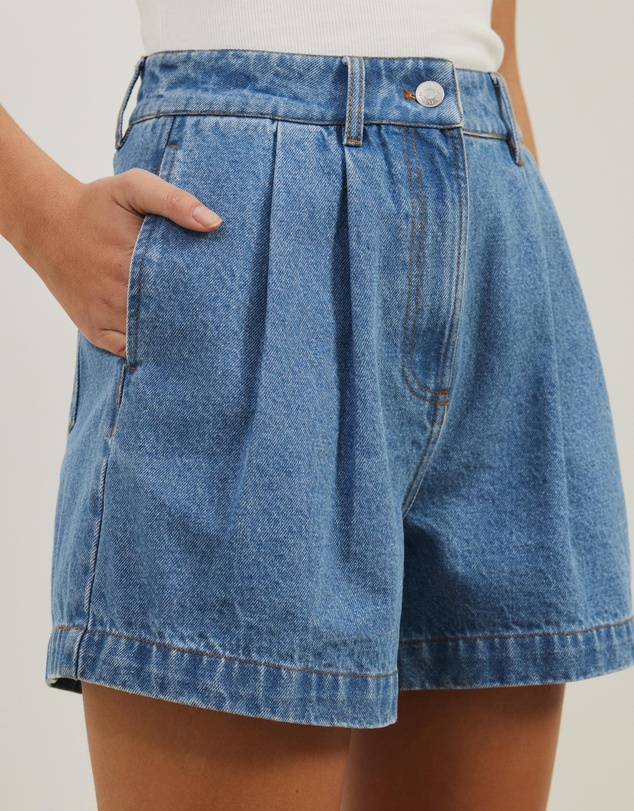 Atmos&Here - Devon Pleated Denim Shorts