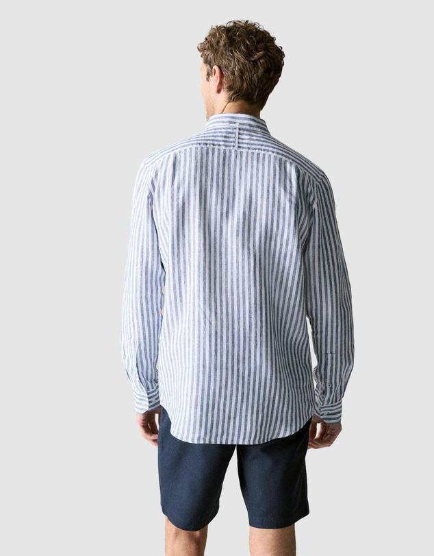 Trenery - Regular Fit Delave Linen Bold Stripe Shirt