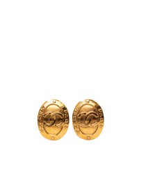 Pre-Loved by Azura Reborn - Pre-Loved Gold Plated CC Oval Clip on Earrings