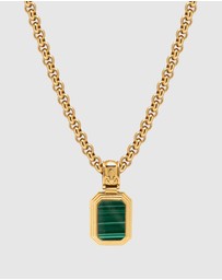 Nialaya Jewellery - Men's Sterling Silver Necklace with Two-in-One Malachite & Black Onyx Pendant