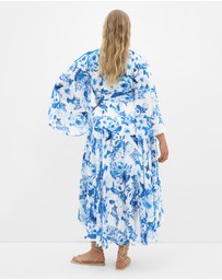 City Chic - Plus size Fleetwood Bluebell Print Maxi Dress - bluebell