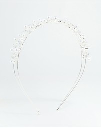 Lovisa - Silver Leaf Diamante Pearl Wire Layered Headband