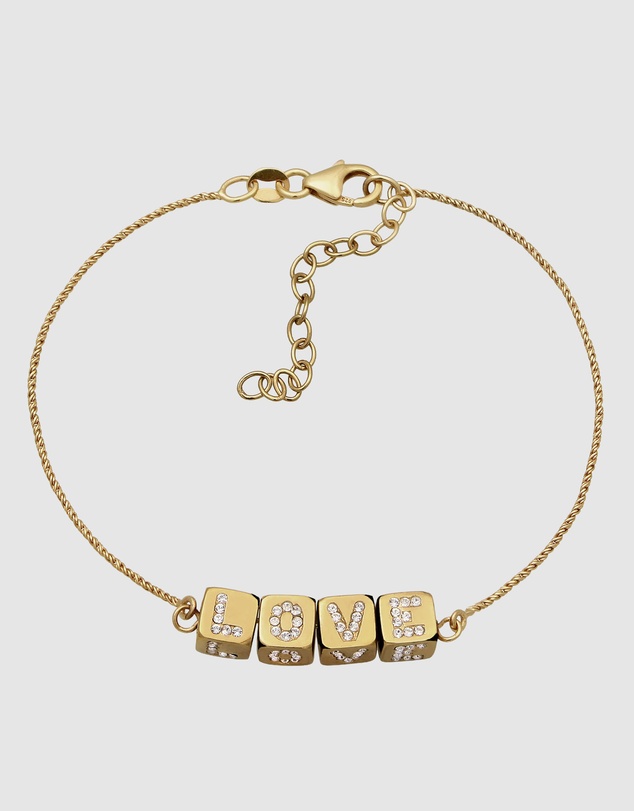 Elli Jewelry - Crystal LOVE Bracelet in Gold-Plated 925 Silver