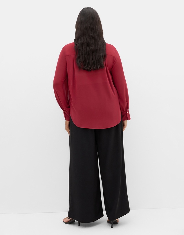 City Chic - Plus size Jane Tie Hem Shirt - ruby