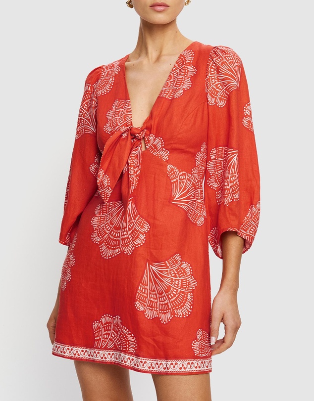 KIVARI - Indira Tie Front Mini Dress