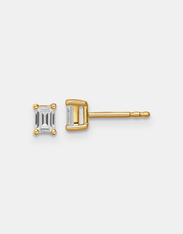 Zoe Olivia - 9K Gold Emerald Lab Grown Diamond Stud Earrings