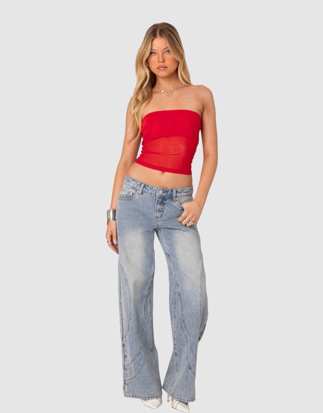 EDIKTED - Celestia Sheer Mesh Tube Top