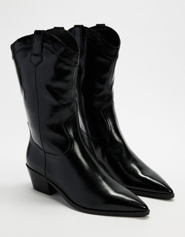 AERE - Rozalia Leather Cowboy Ankle Boots