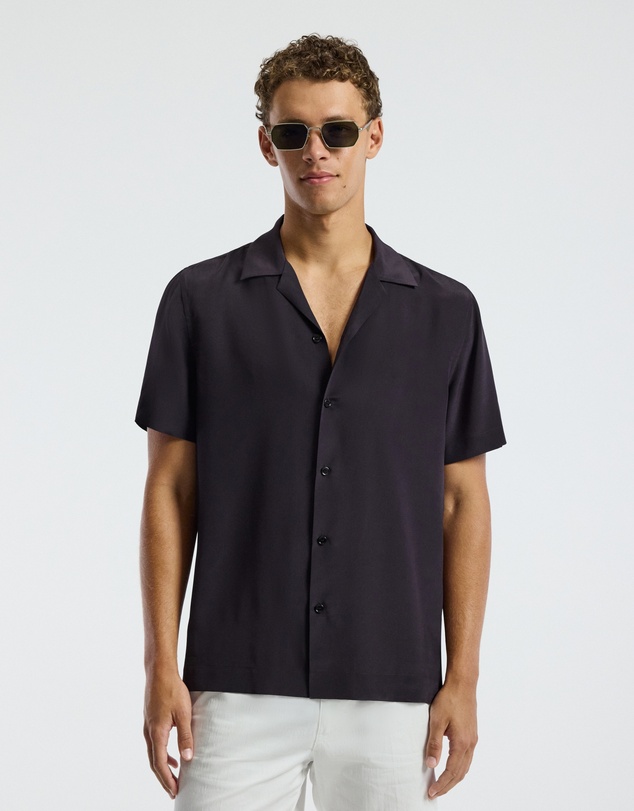 Calibre - Camp Collar Silk Shirt Currant