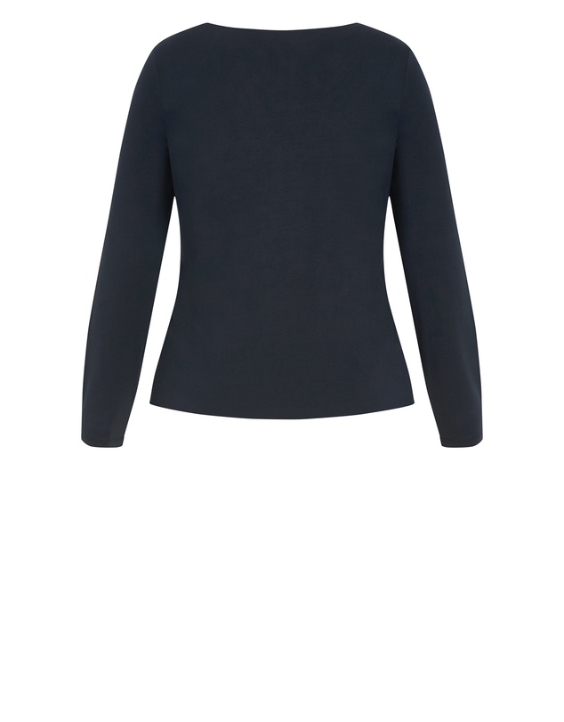 City Chic - Plus size Annie V Neck Top - navy